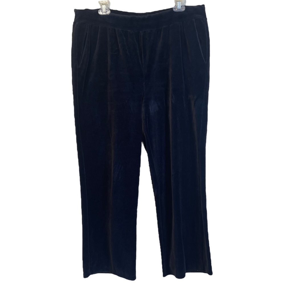 Lauren Ralph Lauren Black Velvet Straight Leg Pants Women's Plus 1X